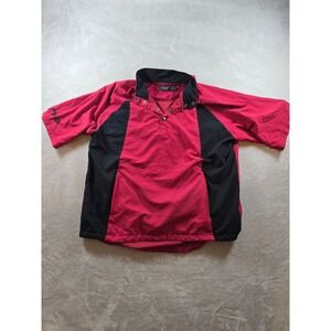 Ping Collection Golf Windbreaker Jacket Mens L Red Quarter Snap Short Sleeve